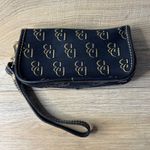 Dooney & Bourke Dooney Bourke Signature DB Logo Wristlet Clutch Black Beige Canvas Leather Y2K Photo 1