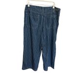Seven7 Wide Leg Striped Denim Pants Women Size 14 Blue White Cropped Nautical Photo 4