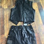 Understated Leather Understated for free people Black Leather Studded Skirt and vest Photo 3