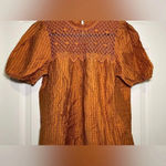 Anthropologie Mine size Medium Honey Puff Sleeve Mini Plaid Blouse Photo 3