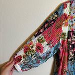 John Mark John‎ Mark 3/4 Sleeve Split V- Neck Floral Patchwork Bohemian Blouse Photo 2