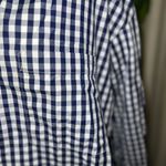 Stateside  Women’s Oversized Gingham Navy and White Linen Button Down Size Small Photo 3