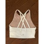 Lululemon Ed Curtis White High Neck Criss Cross Back Sports Bra‎ Top Size 4 Photo 3