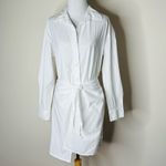 Universal Threads Universal Thread White Tie Front Mini Shirt Dress Photo 1
