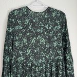 ZARA  green black dark floral tiered midi dress long sleeve size XS Photo 9