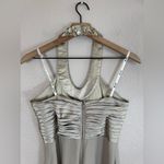 Tadashi Shoji Vintage  Champagne Taupe Silk Halter Maxi Gown with Shell Beaded 6 Photo 6