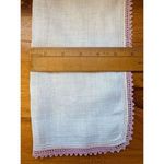 Vintage‎ White Hanky With Pretty Pink Crocheted Trim 12" Square Photo 1