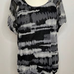 Nicole Miller  mesh blouse.  Size Large.  Gathered elastic waist band. Photo 0