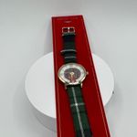 Holiday Lane Women's Plaid Fabric Strap Watch in Green NWT Red Photo 1