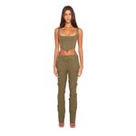 Danielle Guizio NWT Danielle Guizo Olive Green Knit Crop Top Corset Photo 4