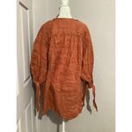 Holding Horses  100% Linen Terra Cotta Red Tie Sleeve Tunic Pullover Blouse Photo 3