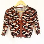 Tracy Reese  Animal Print Cardigan sz S double zip Photo 0