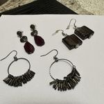 Lot Of 3 Pretty Dangle Drop Bead Beaded Mix Of Pierced Earrings Photo 1