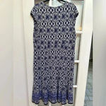 Kate Hill Navy Purple Sleeveless Boho Bohemian Print Midi Dress Plus Size 18W Photo 1