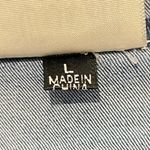 Vocal  Women’s Mixed Media Chambray Knit Long Sleeve Pullover Hoodie Size L Photo 3