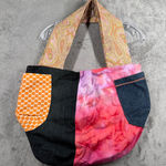 Ginger Patchwork Hobo Bag & Black Tassel Tote Set NWT Boho Eclectic Hippie Orange Photo 0