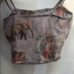 SheIn Feminine Print Semi Sheer Ruched Cropped Tank Top Photo 3