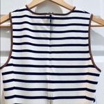 Ralph Lauren Faux Leather Trim Sleeveless Striped Flare Dress Small Photo 7