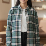 st. john's bay St John’s Bay Women’s Plaid Long Sleeve Button Down, Green, Blue, size M Photo 0
