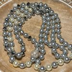 Faux Gray & White Pearl Long Necklace Photo 0