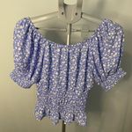 Sienna Sky Blue and white floral off the shoulder top size small‎  Photo 6