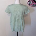 Love Olive Co sage green polka dot pleated peplum blouse Size XS Photo 3