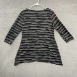 Art and Soul Top Women M Gray Black Wavy Striped Casual 3/4 Sleeve Tunic Size M Photo 3