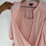 J. Jill Layered Crossover Faux Wrap Crepe Chiffon Soft Ballet Pink Blouse Size XS Photo 4