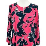 The Limited  Tunic Shift Dress Floral Pink Navy Blue Size LargeV-Neck 3/4 Sleeves Photo 15
