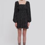 Ganni  Floral Print Smocked Mini Dress Long Sleeve Balloon Puff Sleeve Size US 6 Photo 3