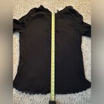 Time & Tru  Women's M Black floral embroidered Bell Sleeve Top Pleats ruffles Photo 6