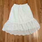 Joie  White Eyelet Embroidered Maxi Skirt Boho Coastal Cotton Ruffle Skirt Size L Photo 6