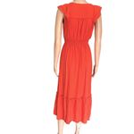 Monteau Linen Rayon Blend  Orange Cap Ruffle Sleeve Midi Maxi Dress Womens Small Photo 2