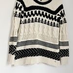 American Eagle Wool Cable Knit Fair Isle Knit Sweater Black White Size Medium Photo 5