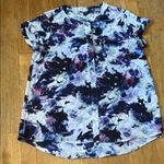 Vera Wang Simply Vera Abstract Floral Blouse - Blue and Purple Photo 0
