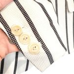 Talbots Pinstriped Textured Summer Jacket Blazer Women's 2 Ivory Navy Career Photo 3