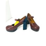 Fly London  ERIL Platform Pumps Cognac & Navy Leather Retro 70s Chunky Heel 38 Photo 10