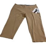 Women with Control Capri Yoga Pants Beige Stretch Knit Leggings Pockets Size 2X Photo 0