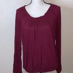 Maurice's  Maroon pleated lightweight stretchy long sleeve top Photo 0