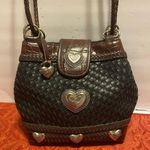 Vintage Western/Hearts Handbag Black And Brown Woven Leather And CrossbodyStraps Photo 0