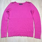 Ralph Lauren Lauren  Petite Cable Knit Sweater Crew Neck Button Detail pink M Photo 7