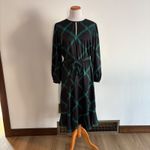 Ann Taylor NWT Black Green Plaid Long Sleeve Midi Dress Size 14 Photo 1