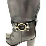 NAPOLEONI Italian Handcrafted block Mid Calf Leather black Boots Sz 39 US 8 Photo 5