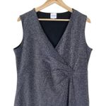 Serra Sheath Dress Womens L Gray Metallic Shimmer Sleeveless Twist Front Event Photo 1