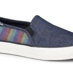 Keds  Shoes Womens 8.5 Double Decker Stripe Denim Slip On Sneaker Preppy Nautical Photo 0