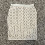 Etcetera  white & tan knit knee-length pencil skirt size M Photo 1