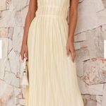 Cream Pleated Halter Maxi Gown Yellow Size 8 Photo 9