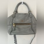 OrYANNY Gray Whipstitch Pebbled Leather Crossbody Satchel Purse Handbag Photo 10