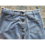 None VTG Button Front Denim Skirt Light Wash Raw Hem Y2K Cottagecore Autumn Preppy M Photo 4