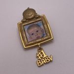 Frame Signed JJ Costume Jewelry Brooch Pin Gold Tone #1 Baby Photo Picture Photo 7